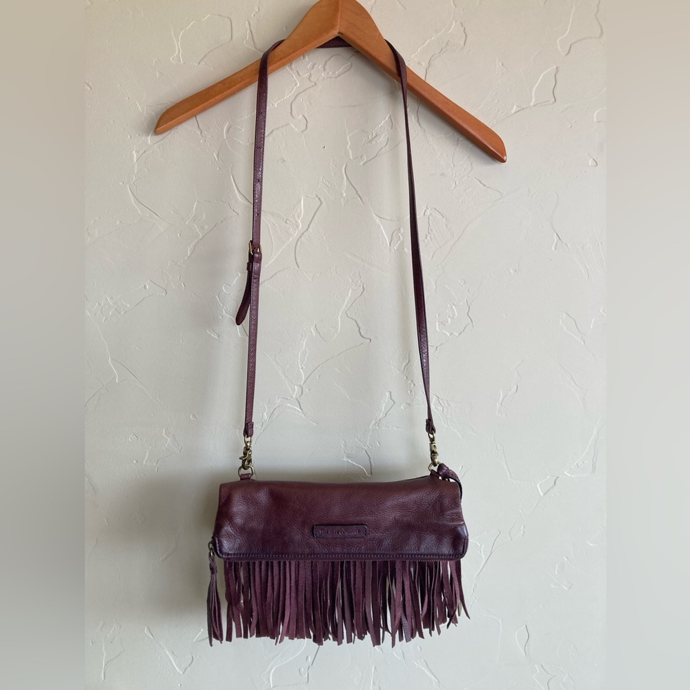 The Frye Company Heidi Leather Crossbody Fringe Purse Oxblood Burgundy - Picture 3 of 15
